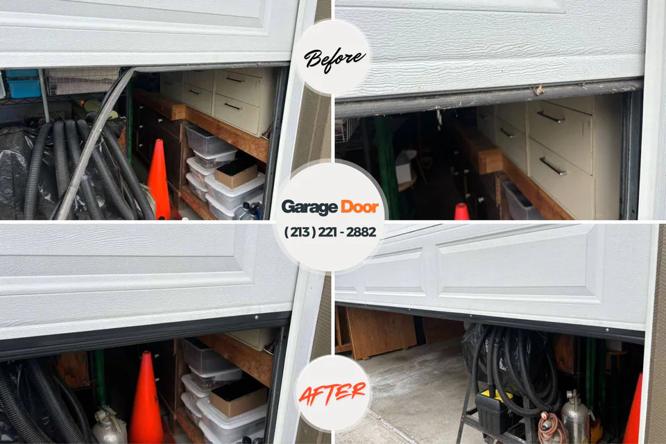 Before and after: garage door repair Bayside Gardens, OR